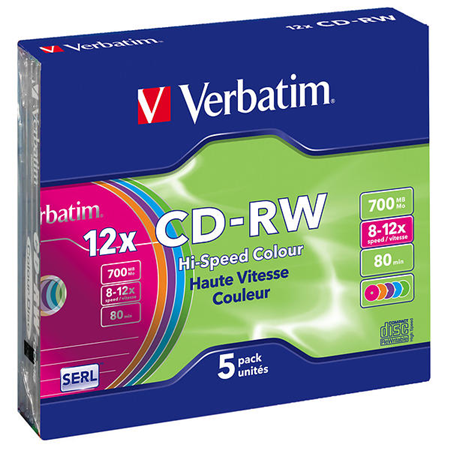 CD-RW Verbatim 700Mb 12x  slim 5 шт (43167) 00000003069