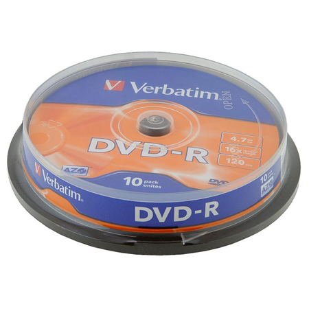 DVD-R Verbatim 4.7Gb 16x Cake Box 10шт (43523) 00000004912