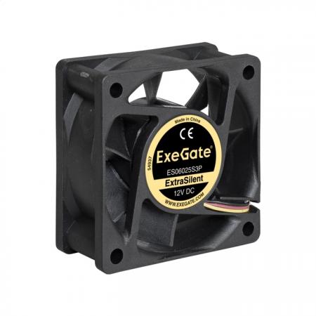 Вентилятор EXEGATE ExtraSilent ES06025S3P, 60x60x25mm, 22dBa, 2500rpm, 3pin 00000219953