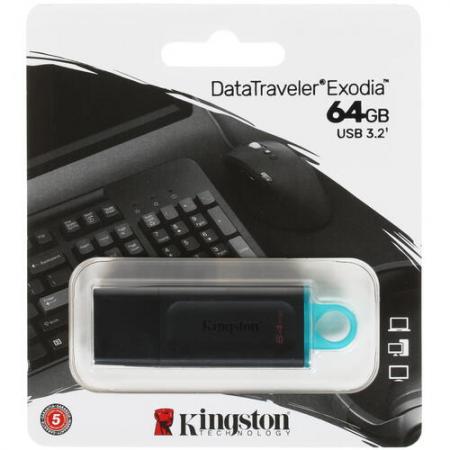 USB 64GB Kingston DataTraveler Exodia, USB 3.2  Черный DTX/64GB 00000214396