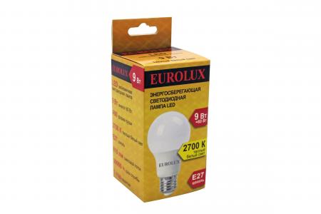 Лампа св/д Eurolux LL-E-A60-9W-230-2,7K-E27 (груша, 9Вт, тепл., Е27) 76/2/13 00000220636